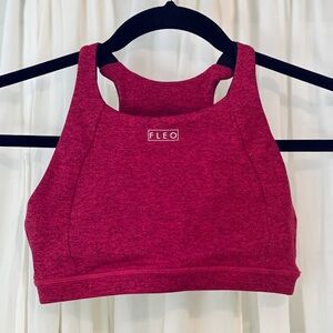 FLEO High Neck Sports in Bra in Rare Vibrant Hot Pink Heather Medium Support